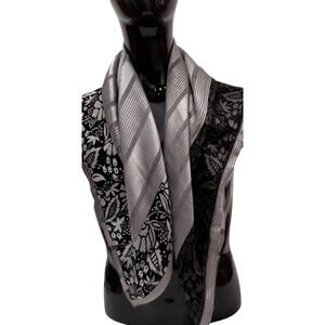 Oscar de la Renta Vintage Metallic Scarf Evening Wear Gray Chiffon Evening Wear